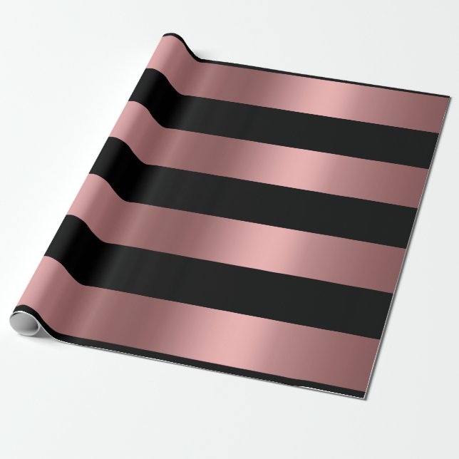 Rose Gold and Black Wrapping Paper (Unrolled)