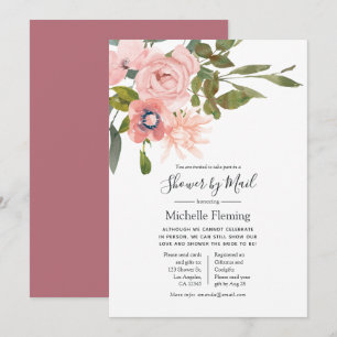 Rose Gold and Blush Bridal or Baby Shower by Mail Invitation