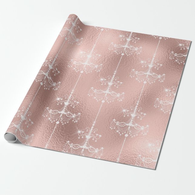 Rose Gold and Blush Chandelier Wrapping Paper (Unrolled)