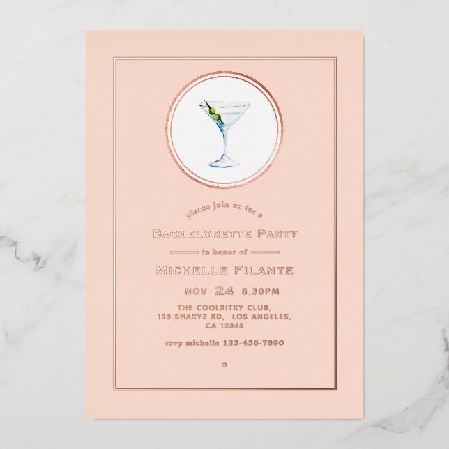 Rose Gold and Blush Cocktail Bachelorette Party (Front)