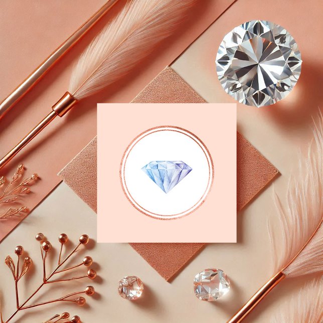 Rose Gold and Blush Diamond Wedding Planner Square Business Card (Rose Gold and Pink Diamond Wedding Planner Square Business Card)