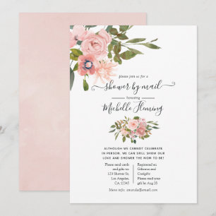 Rose Gold and Blush Floral Baby Shower by Mail Invitation