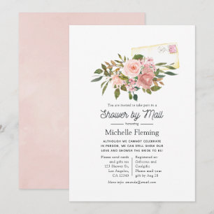 Rose Gold and Blush Floral Bridal Shower by Mail Invitation