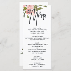 Rose Gold and Blush Floral Menu