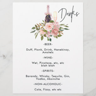 Rose Gold and Blush Floral Tea Party Drinks Flyer