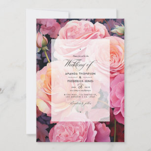 Rose Gold and Blush Floral Wedding Invitation