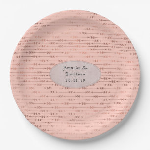 Rose Gold and Blush Foil Arrows Wedding Paper Plate