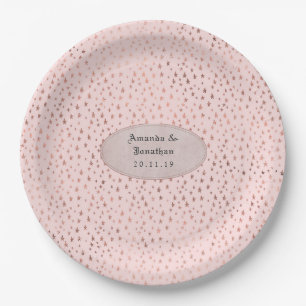 Rose Gold and Blush Foil Stars Wedding Paper Plate
