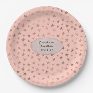 Rose Gold and Blush Foil Stars Wedding Paper Plate