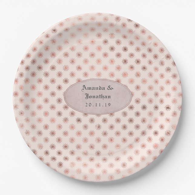 Rose Gold and Blush Foil Wedding Paper Plate (Front)