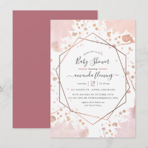 Rose Gold and Blush Geometric Baby Shower Invitation