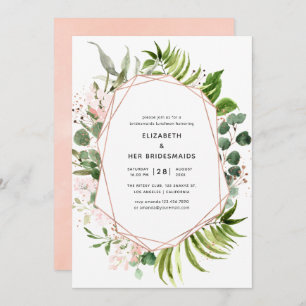 Rose Gold and Blush Geometric Bridesmaids Luncheon Invitation