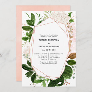 Rose Gold and Blush Geometric Rehearsal Dinner Invitation