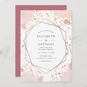 Rose Gold and Blush Geometric Wedding Invitation