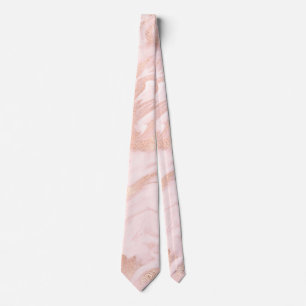 Rose Gold and Blush Marbled Groomsmen Neck Tie