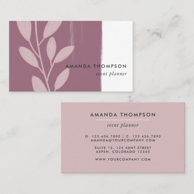 Rose Gold and Blush Pink Abstract Business Card (Front/Back)