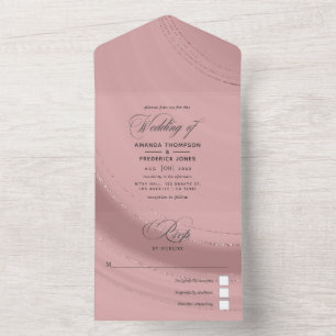 Rose Gold and Blush Pink Agate Wedding All In One  Invitation