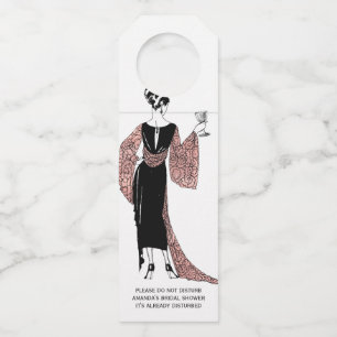 Rose Gold and Blush Pink Art Deco Wine Bottle Tag