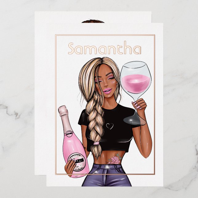 Rose Gold and Blush Pink Champagne Birthday Party (Front/Back)