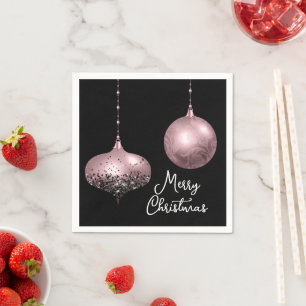 Rose Gold and Blush Pink Christmas Baubles Napkin