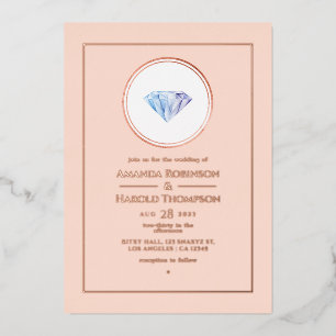Rose Gold and Blush Pink Diamond Wedding Foil Invi