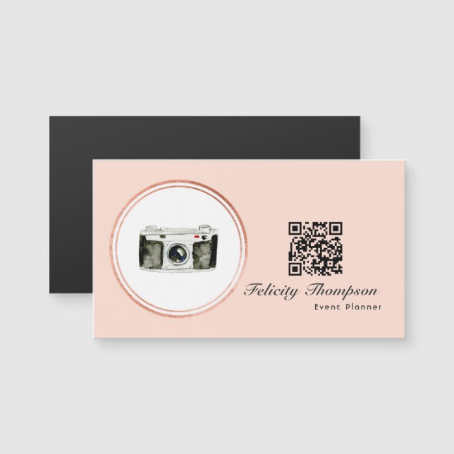 Rose Gold and Blush Pink Event Planner QR Code (Front/Back)