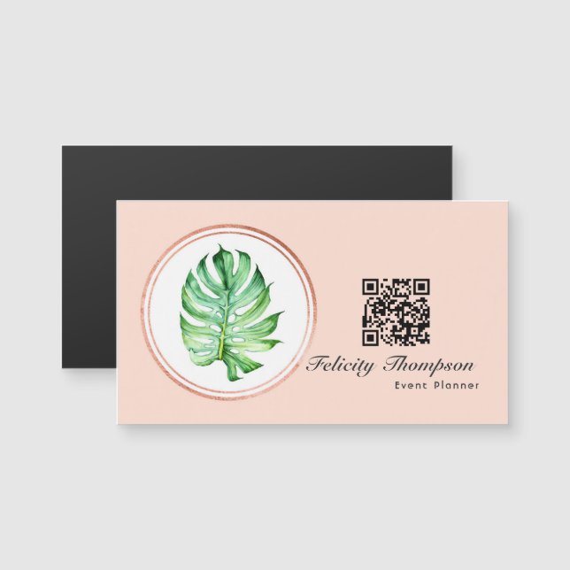 Rose Gold and Blush Pink Event Planner QR Code (Front/Back)