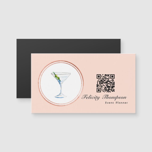 Rose Gold and Blush Pink Event Planner QR Code (Front/Back)
