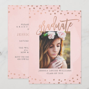 Rose Gold and Blush Pink Graduation Party Invitation