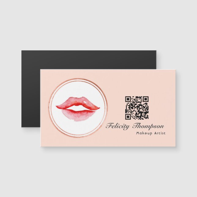 Rose Gold and Blush Pink Makeup Artist QR Code (Front/Back)