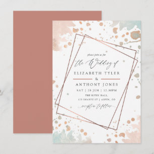 Rose Gold and Blush Pink Paint Geometric Wedding Invitation