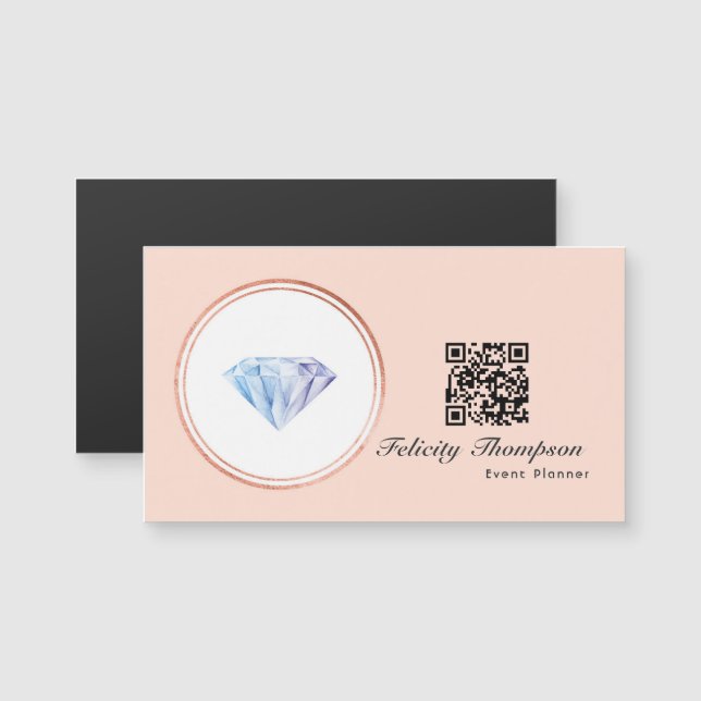 Rose Gold and Blush Pink Wedding Planner QR Code (Front/Back)