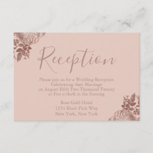Rose Gold and Blush Pink Wedding Reception Enclosure Card