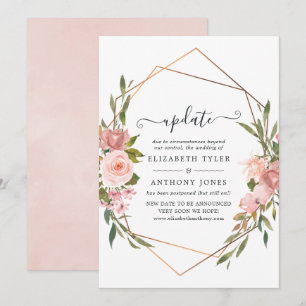 Rose Gold and Blush Pink Wedding Update Invitation