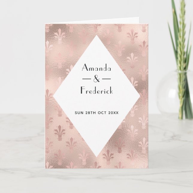 Rose Gold and Blush Vintage Wedding Programme (Front)