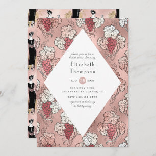 Rose Gold and Blush Wine Tasting Bridal Shower Invitation
