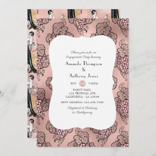 Rose Gold and Blush Wine Tasting Engagement Party Invitation