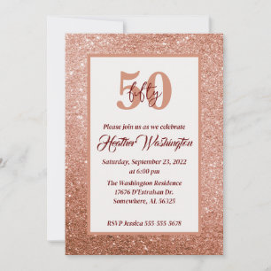Rose Gold and Burgundy 50th Birthday Party Invitation