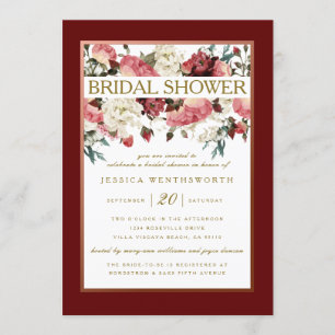 Rose Gold and Burgundy Floral Bridal Shower Invitation