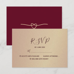Rose Gold and Burgundy Wedding RSVP Card