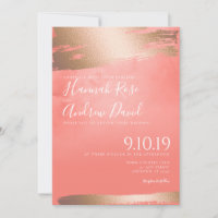 Rose Gold and Coral Watercolor Texture Wedding