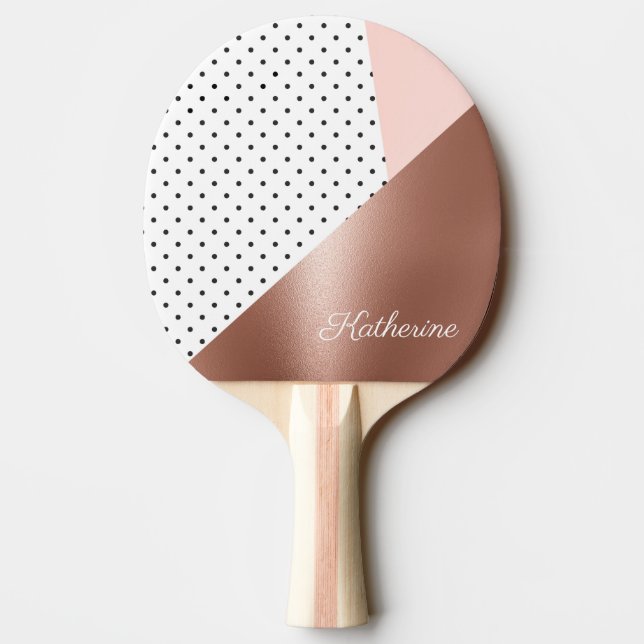 Rose Gold and Dots Ping Pong Paddle (Back)