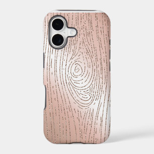 Rose gold and glitter faux bois phone case