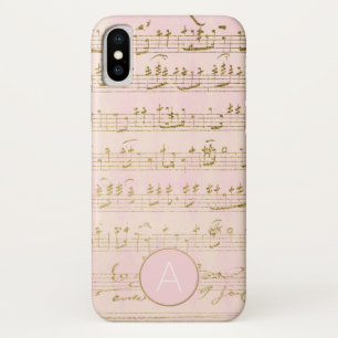 Rose Gold and Gold Foil Musical Notes Monogram iPhone X Case