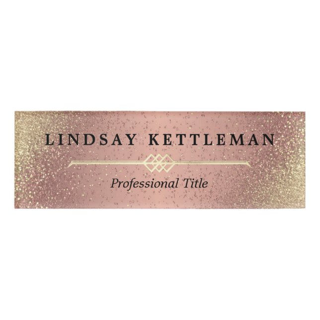 Rose Gold and Gold Glitter Name Tag (Front)