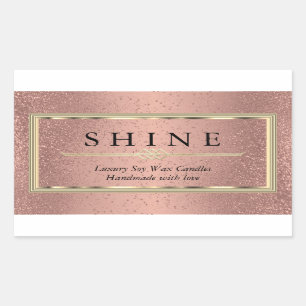 Rose Gold and Gold Rectangular Sticker