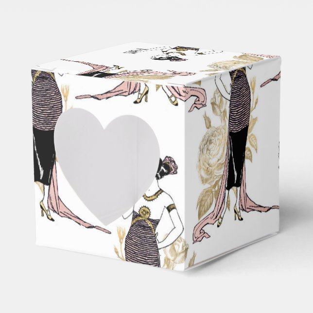 Rose Gold and Gold Wine Themed Favour Box (Front Side)