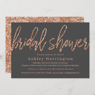 Rose Gold and Grey Bridal Shower Invite Template