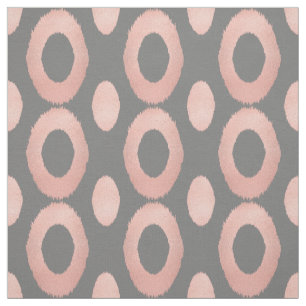 Rose Gold and Grey Geometric Ikat Fabric