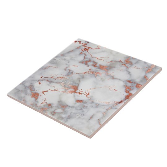 Rose Gold And Grey Marble Tile Zazzle Co Uk